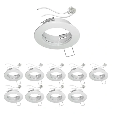 Afbeelding van ledscom.de 10 stuks Plafondinbouwframe FERE, rond, wit glanzend (LED/Halogeen/MR16/50mm) incl. GU5.3 fitting