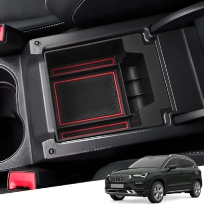 Afbeelding van YEE PIN Ateca 2023 Centrale console, opbergdoos voor Seat FR 2016 2023, accessoires binnen, handschoenenvak, middenconsole, organizer, dienblad met antislipmat