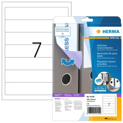 Afbeelding van Rugetiket HERMA 10155 smal 38x192mm verwijderbaar wit