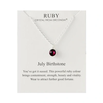 Afbeelding van Philip Jones Juli (robijn) geboortesteen ketting gemaakt met Zirkondia® kristallen, Kristal, Kristal