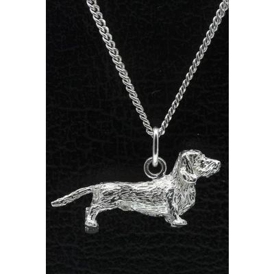Afbeelding van Zilveren Teckel ruwhaar ketting hanger groot