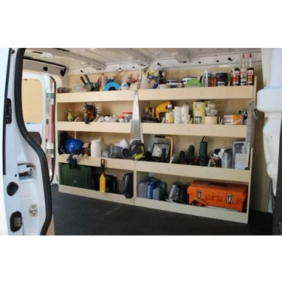 Afbeelding van VANIFY Gemaakt voor de RENAULT TRAFIC L2 (LWB) 2015+ bedrijfswageninrichting bestelbus stellingkast, passagierszijde bestelwagenrekken