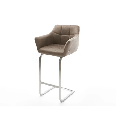 Afbeelding van Barkruk Yulo Flex Vintage taupe sledestoel plat roestvrijstaal