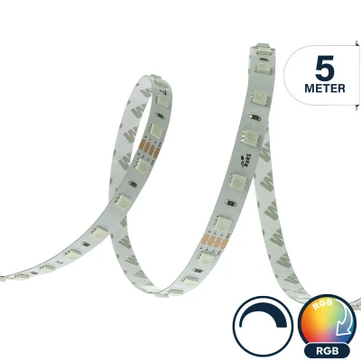 Afbeelding van Led strip 5 meter RGB SMD 24v Losse Afknipbaar met 3M plakstrip