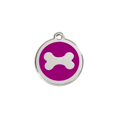 Afbeelding van Bone Purple roestvrijstalen hondenpenning small/klein dia. 2 cm RedDingo