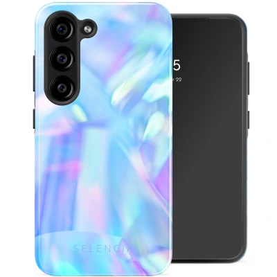 Afbeelding van Samsung Galaxy S23 Hoesje Kunststof Selencia Hardcase/Backcover Holographic Blue Dream Telefoonhoesje