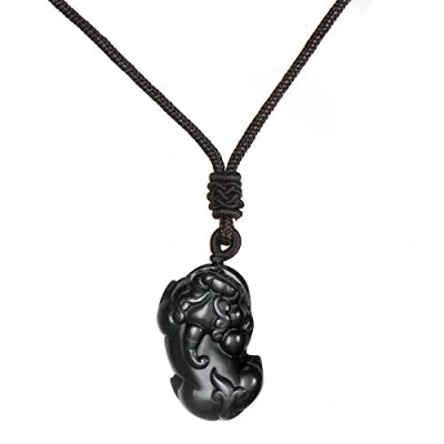 Afbeelding van Thajaling Pixiu Pi Yao Zwarte Obsidiaan Hanger Feng Shui Amulet Talisman Rijkdom Lucky Ketting,