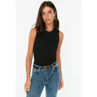 Afbeelding van Trendyol Lichtoranje Ronde Hals Crop Gebreide Dunne Blouse Twoss21Bz0098