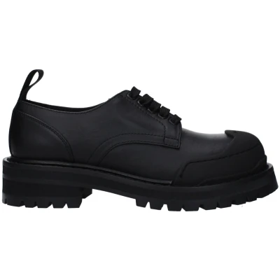 Afbeelding van Leather Sneakers with Logo and Lace Up Closure Wo Black