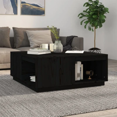 Afbeelding van Salontafel 100x101x40,5 cm massief grenenhout zwart