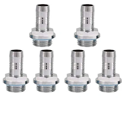 Afbeelding van Bewinner Barb connectoren 6 PC&#039;s PC waterkoeling 2 touch connector G1 / 4 met schroefdraad voor buis, roestvrij staal (9 mm)