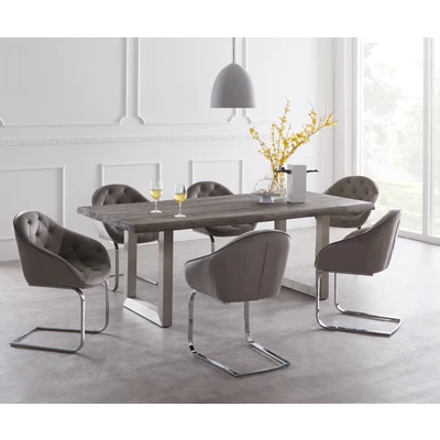 Afbeelding van Eettafel Edge acacia platina 220x100 XL edelstaal breed Live