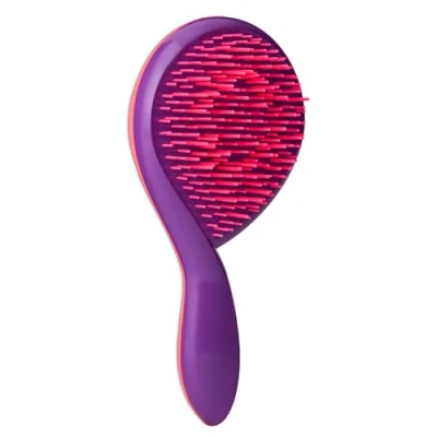 Afbeelding van Michel Mercier The Girlie Detangle Brush pijnloze ontwarrende borstel Easy Grip haarborstel ontwerp dik en krullend haar roze paars 1 stuk