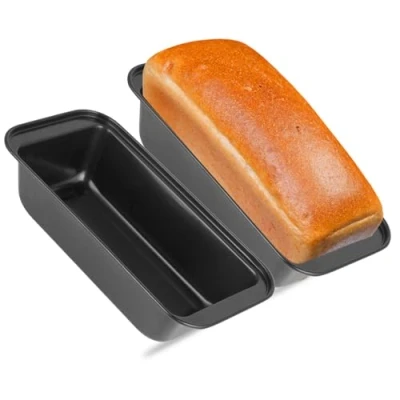 Afbeelding van 2 Sets broodbakvorm, rechthoekige geschikt voor het bakken van verschillende soorten brood, cake en toast, gemakkelijk schoon te maken (25,5 x 12,5 6 cm) (zwart)