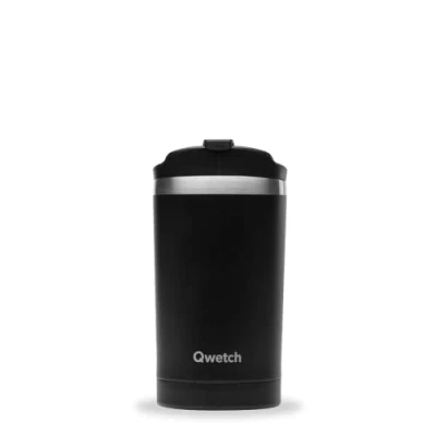 Afbeelding van QWETCH Thermosbeker Travel Matt Black 350ml Koffie en theethermoskan van roestvrij staal 6 uur warm 12 koud BPA vrij, waterdicht, reismok
