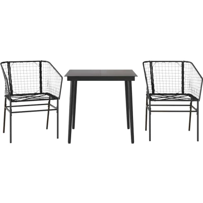 Afbeelding van vidaXL 3 delige Tuinset poly rattan glas zwart