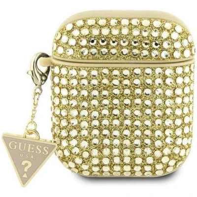 Afbeelding van Guess Rhinestones Triangle Logo Airpods Case Apple 1 &amp; 2 Goud