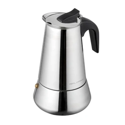 Afbeelding van FLORINA Stainless Steel Espresso Maker 6 Cups (300 ml) I Hob Tops Machine Linda Coffee Pot Made of with Profiled Handle Suitable for All Hobs and Induction