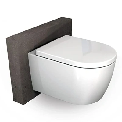 Afbeelding van BERNSTEIN® Design wandtoilet zonder spoelrand hangende wc set toilet met afneembaar deksel hangtoilet B 8030R Softclose zitting: standaard