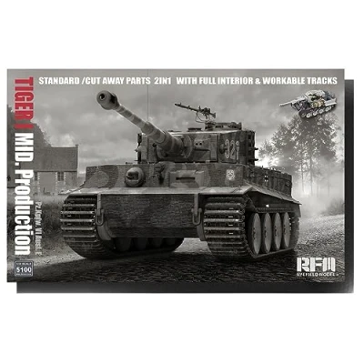 Afbeelding van 1:35 Rye Field Model 5100 Pz.Kpfw. VI Ausf. E Tiger I Mid. Production w/full interior &amp; workable tracks Plastic Modelbouwpakket