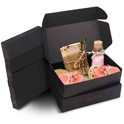 Afbeelding van Kurtzy 10 Pak Zwarte Karton Hobby Geschenk Doosjes Doos Afmetingen 19 x 11 4,5 cm Makkelijk te Assembleren Rechthoekige Presentatie Feesten, Verjaardagen, Huwelijken, Vakanties