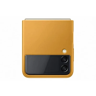 Afbeelding van Samsung Galaxy Z Flip 3 Hoesje Echt leder Hardcase/Backcover Geel Telefoonhoesje