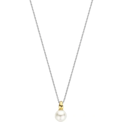 Afbeelding van TI SENTO Milano 34037YP Ketting zilver parel goud en zilverkleurig wit 38 48 cm