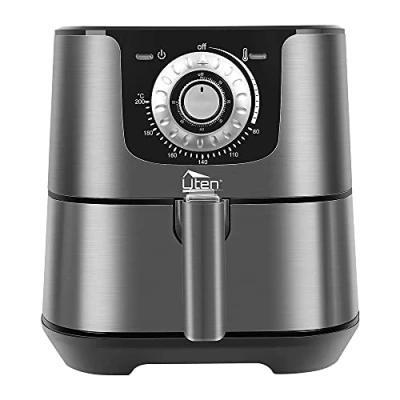 Afbeelding van Heteluchtfriteuse, 5,5 l, XXL airfryer, 1700 W, friteuse met voorverwarmen en warm houden, timer, anti aanbak voor 2 8 personen, warmte isolerend, BPA vrij, 32 recepten