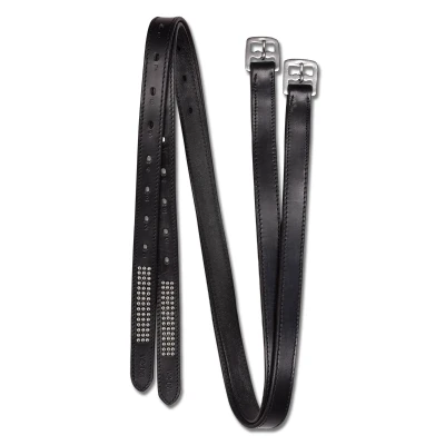 Afbeelding van Star Stijgbeugelriem met Strass Steentjes Zwart 140cm