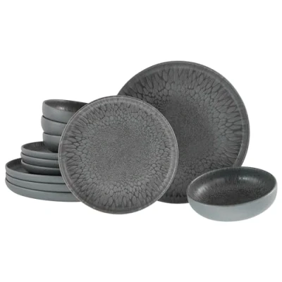 Afbeelding van CreaTable, 21621 Uno Volcano Servies, 12 delige serviesset, aardewerk bordenset, vaatwasser en magnetronbestendig, Made in Portugal
