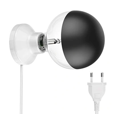 Afbeelding van ledscom.de E27 porseleinen fitting Elektra, rond met stekker en schakelaar, wit 90mm incl. lamp 660lm warm