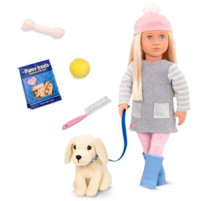 Afbeelding van Our Generation BD31242C1Z Meagan pop (46 cm) en haar Golden Retriever hond, 18 inch / 46 cm Doll