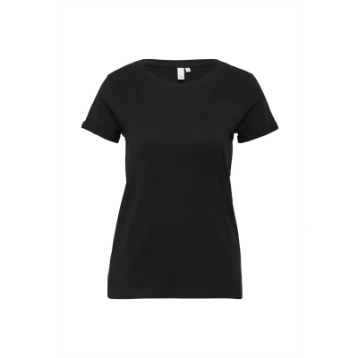 Afbeelding van QS MIT Rundhalsausschnitt Tshirt basic, Dames, Maat: XXL, Schwarz