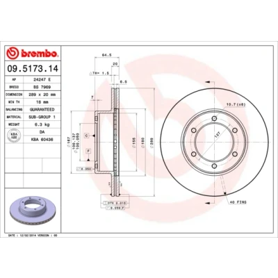 Afbeelding van Brembo Remschijf 09.5173.14