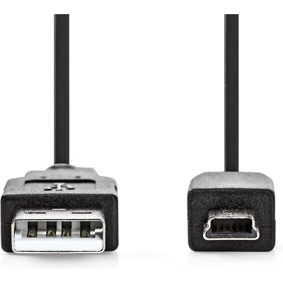 Afbeelding van USB A naar Mini kabel 2 meter 2.0 (100% koper, Zwart)