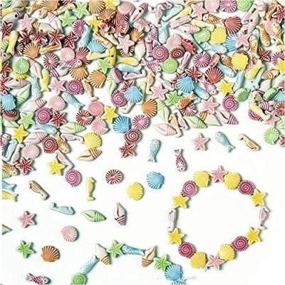 Afbeelding van Baker Ross miniparels&quot;Strand en zee&quot; voor kinderen om sieraden te knutselen kettingen armbanden 400 stuks