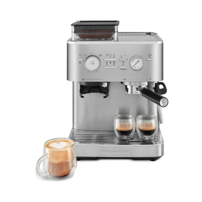 Afbeelding van KitchenAid Halfautomatische espressomachine met koffiemolen Metallic