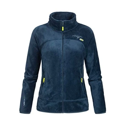 Afbeelding van Geographical Norway UPALINE LADY Zachte Warme Fleece Womens Comfort Winterjas Badjas Dikke Sweat Lange Mouwen Perfect Bont Sweater MARINEBLAUW S