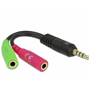 Afbeelding van 3,5mm 4 polig&gt;2x headset adapter (OMTP) zwart 0,10 meter