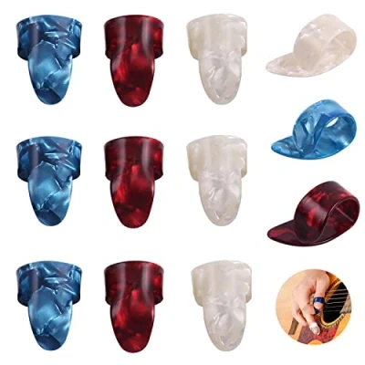 Afbeelding van duim plectrums vingerplectrums 12 delige plectrumhouder voor vinger pics celluloid gitaar plectrum wijsvinger en akoestische