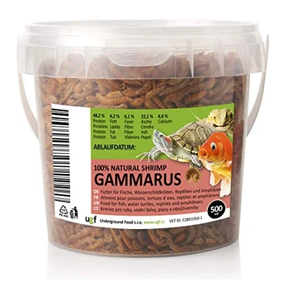 Afbeelding van UGF Premium Gammarus Bachflohkrebse Getrocknet, 500 Milliliter Eimer 50g, Schildkrötenfutter, Fischfutter Aquarium, Axolotl Futter, Hamsterfutter, Igelfutter, Koi Rattenfutter