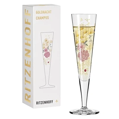 Afbeelding van RITZENHOFF 1071020 champagneglas 200 ml, serie Goldnacht nr. 20, elegant designstuk met echt goud, Made in Germany