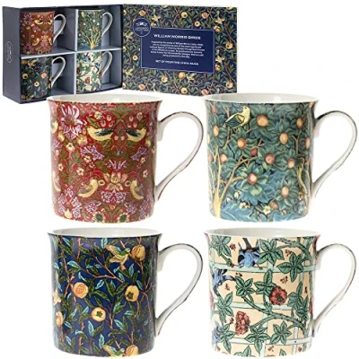 Afbeelding van lesser and pavey LP93068 keramische mok William Morris Set van 4 12x8x9 cm Accessoire, Veelkleurig, Count (Pack 1)