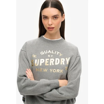 Afbeelding van Superdry LUXE Metallic LOGO Sweater, Dames, Maat: 36, Rich charcoal marl