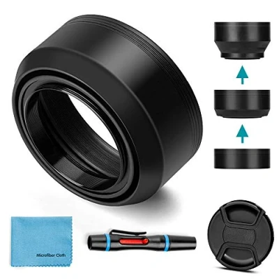 Afbeelding van Fotover universele inklapbare zonnekap, 77 mm, compatibel met Canon , Nikon Sony Pentax Olympus Fuji camera lensdop