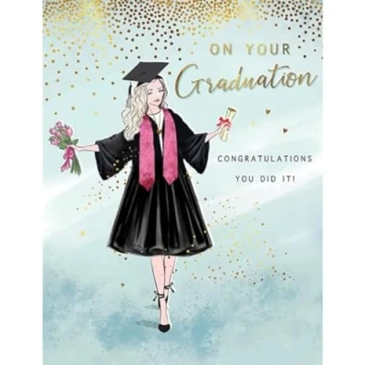 Afbeelding van Piccadilly Greetings Op je afstudeerkaart Gefeliciteerd Vrouw 8 x 6 inch