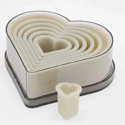 Afbeelding van thermohauser Uitsteekvormpjes (nylon), hart glad, wit, diameter 2,5 11,2 cm, 7 delig