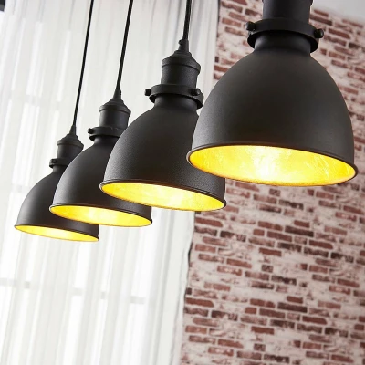 Afbeelding van Lindby hanglamp 4 lichts metaal H: 20 cm E27 zwart, goud
