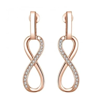 Afbeelding van Philip Jones Rosé vergulde Infinity Drop Oorbellen Gemaakt met Zirkondia® kristallen, Kristal, Kristal