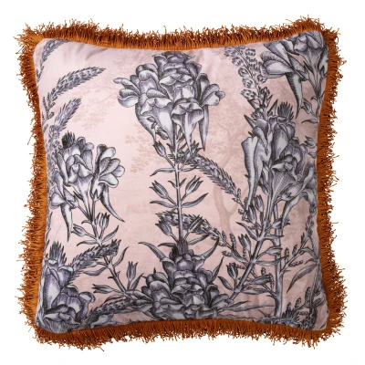 Afbeelding van Dutch Decor MOYA Sierkussen 45x45 cm Pumice Stone beige met bloemenpatroon